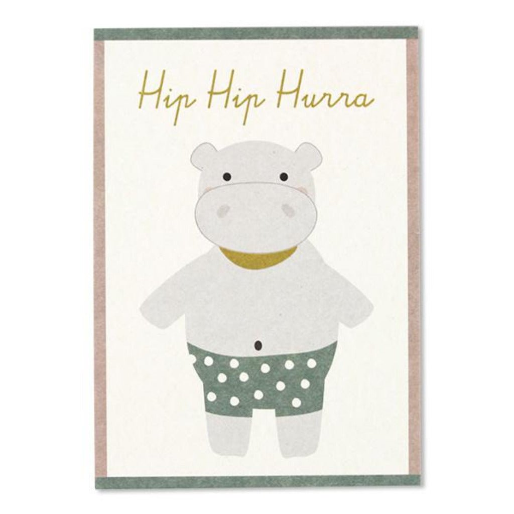 Postkarte Nilpferd "Hip Hip Hurra" - mimiundmax.at