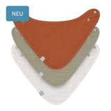 Dreieckstuch (3er Pack), Muslin rust/olive/milky - mimiundmax.at