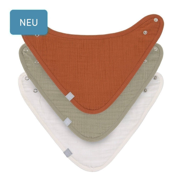 Dreieckstuch (3er Pack), Muslin rust/olive/milky - mimiundmax.at