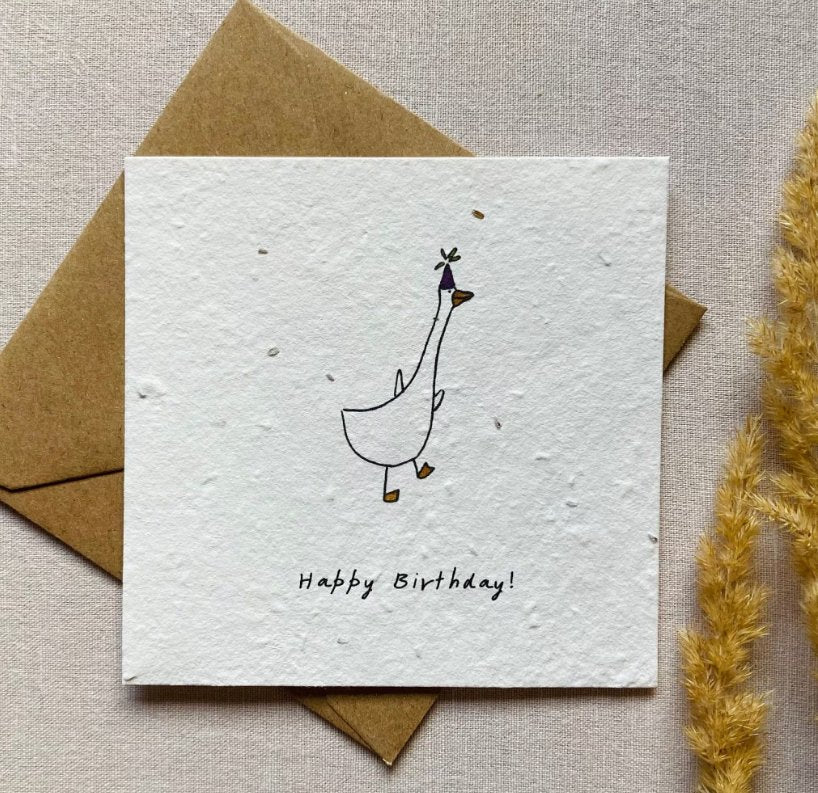 Einpflanzbare Geburtstagskarte 'Party-Ente' - mimiundmax.at