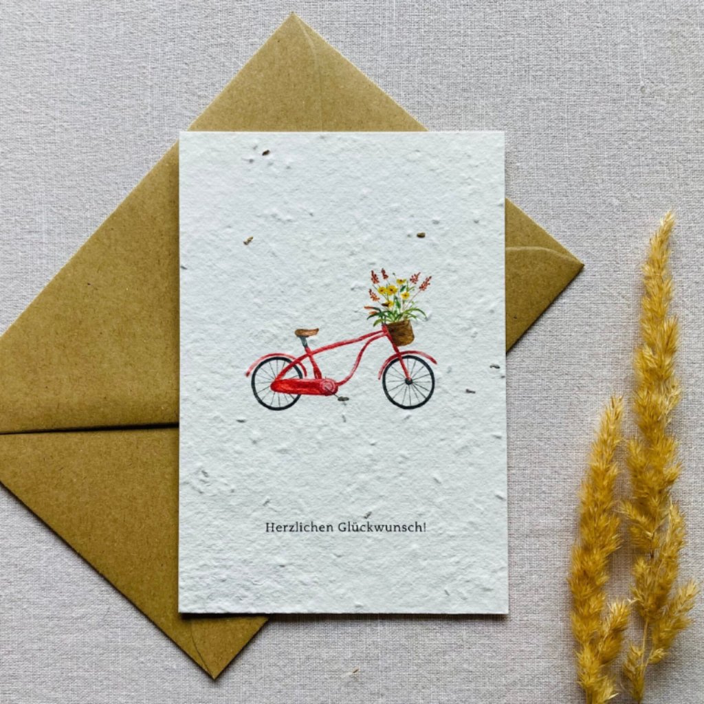 Einpflanzbare Glückwunschkarte 'Fahrrad' - mimiundmax.at