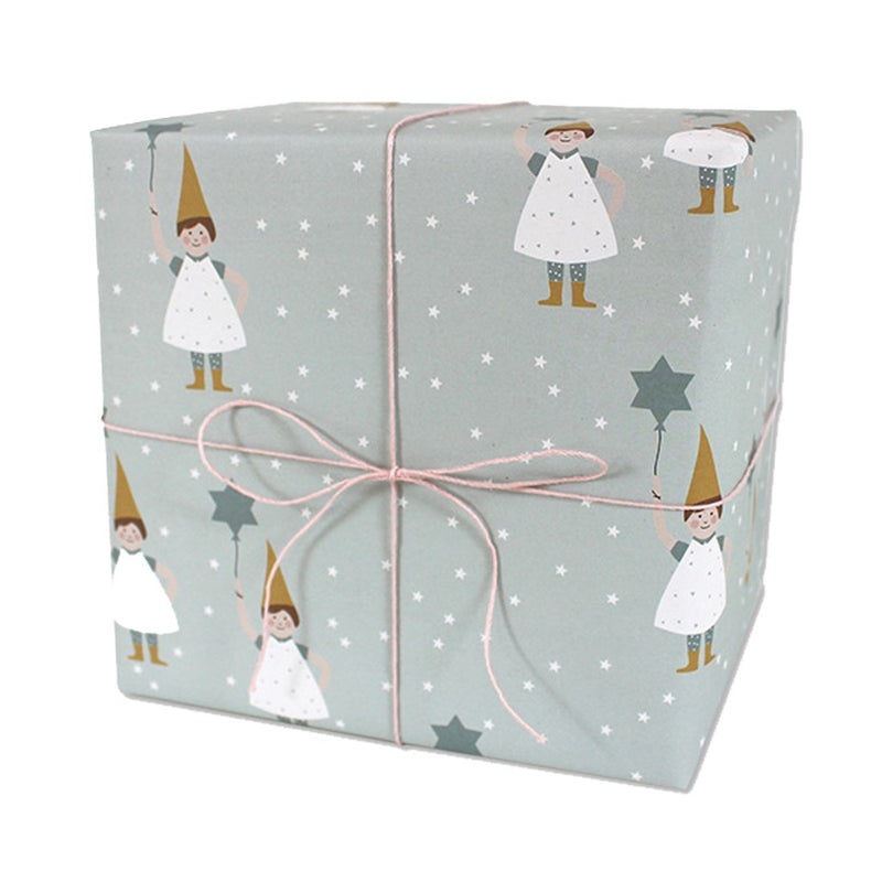 Geschenkpapier "Wichtel mit Zauberstab und brauner Zipfelmütze " - mimiundmax.at