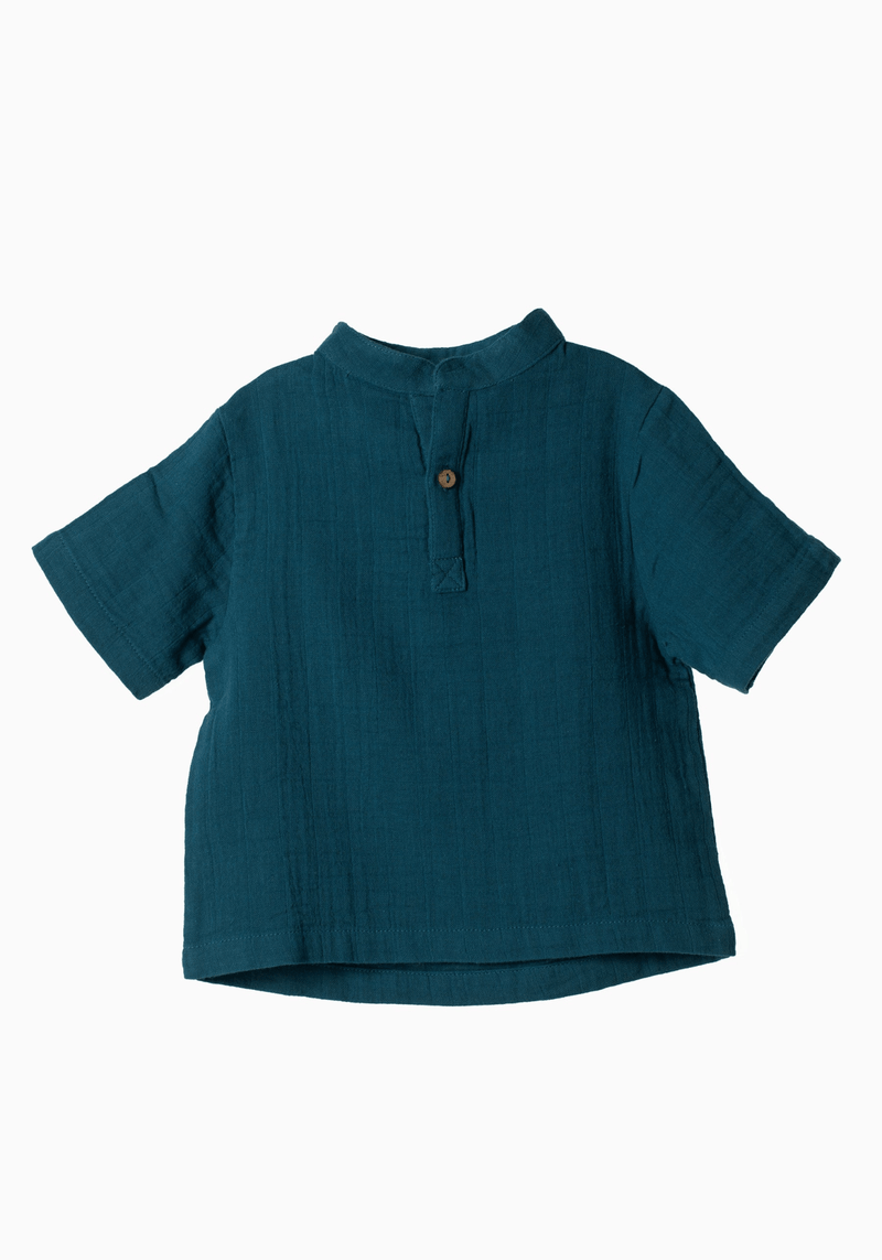 Hemd-Shirt aus Musselin, kurzarm, blau - mimiundmax.at