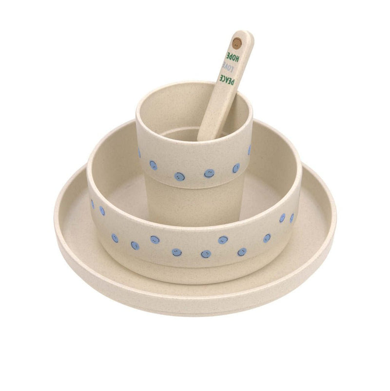 Kindergeschirr Set 'Happy Rascals', Smile sky blue - mimiundmax.at
