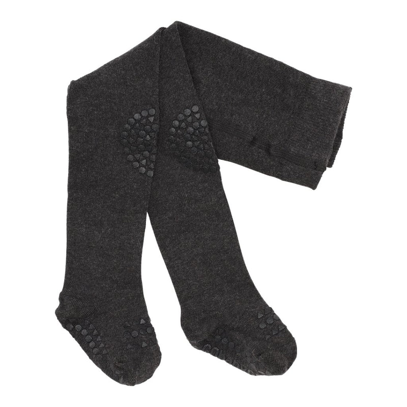 Krabbelstrumpfhose mit Gumminoppen - Dark Grey Melange - mimiundmax.at