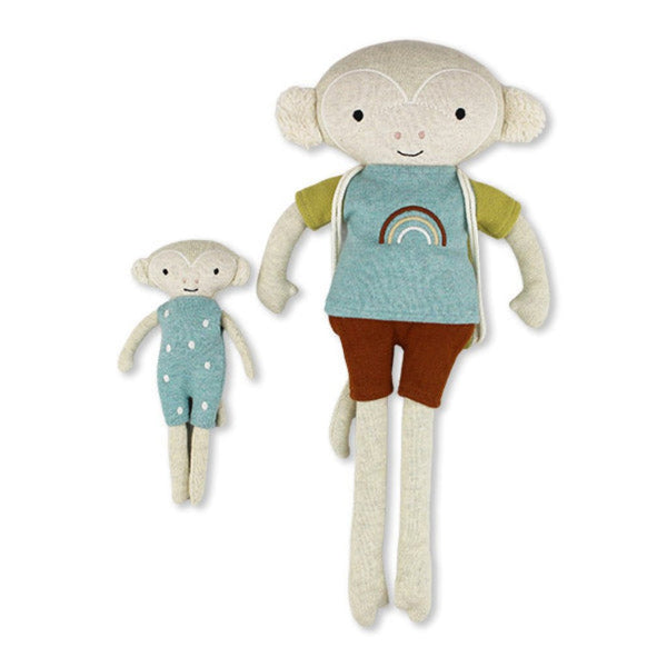 Kuscheltier Affe mit Baby, blau/gelb - mimiundmax.at