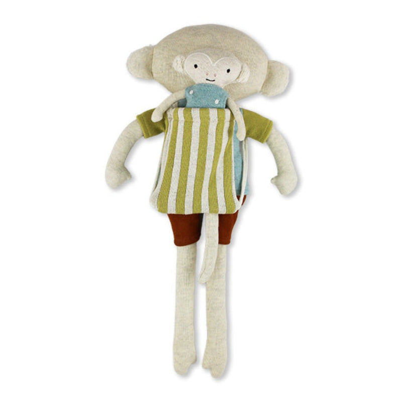 Kuscheltier Affe mit Baby, blau/gelb - mimiundmax.at