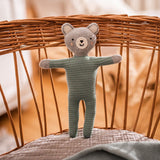 Kuscheltier 'Little Baby Bear', grau mit Streifen mint/puderblau - mimiundmax.at