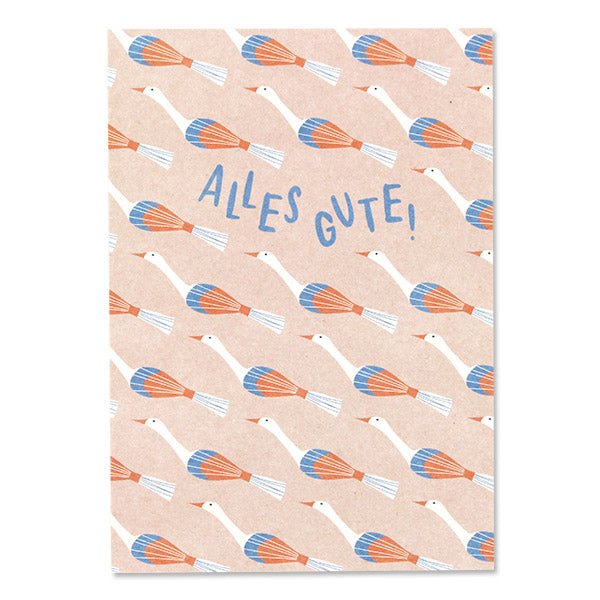 Postkarte 'Alles Gute', Gänse rosa - mimiundmax.at
