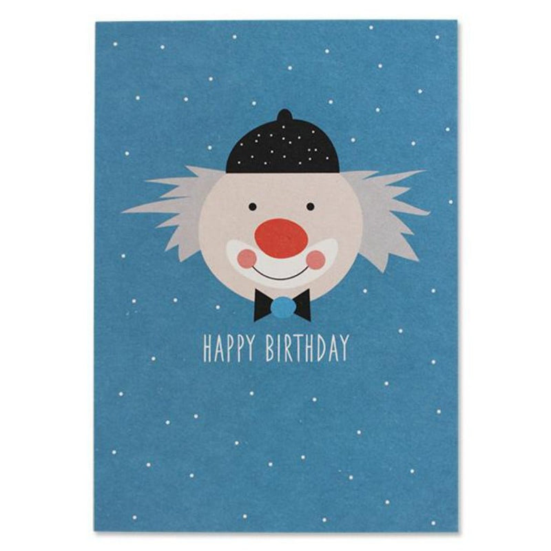 Postkarte Clown, blau "Happy Birthday" - mimiundmax.at