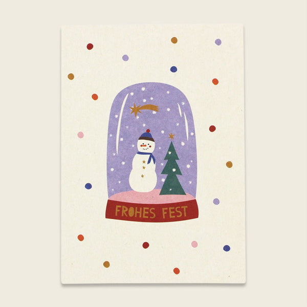 Postkarte 'Schneekugel Schneemann' - mimiundmax.at