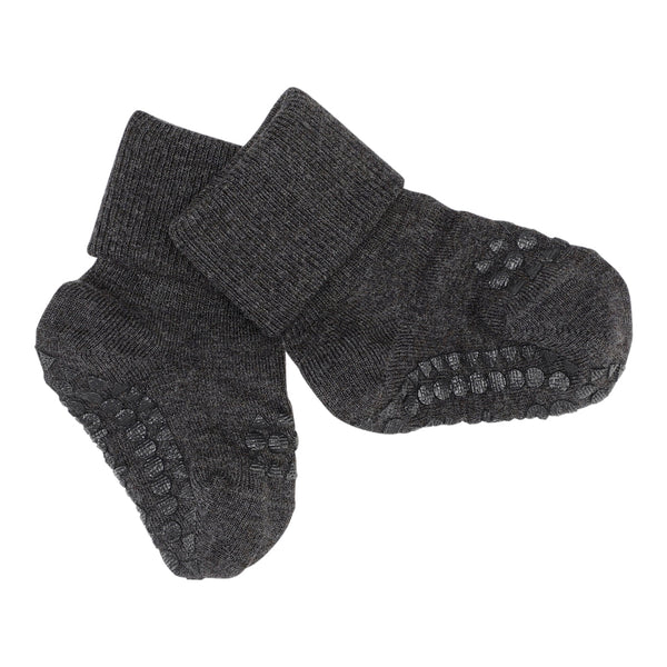 Rutschfeste Socken aus Bambus - Dark Grey Melange - mimiundmax.at