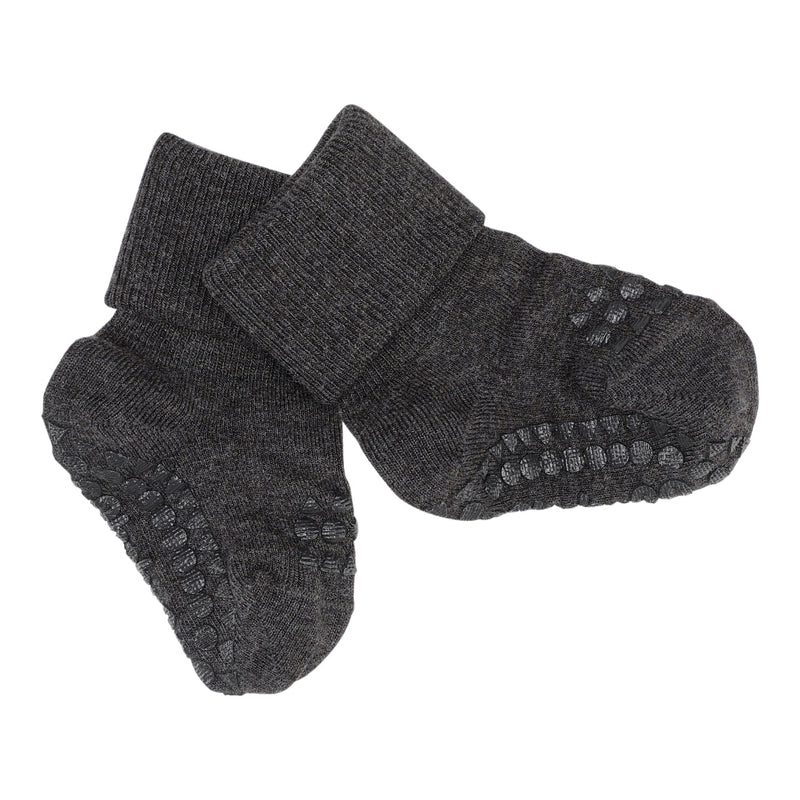Rutschfeste Socken aus Bambus - Dark Grey Melange - mimiundmax.at