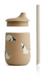 Schnabeltasse mit Strohhalm 'Ellis', Dog/Oat Mix - mimiundmax.at