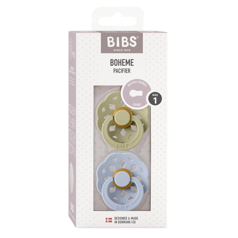 Schnuller 'Boheme', Khaki/Dusty Blue 2er Pack - mimiundmax.at