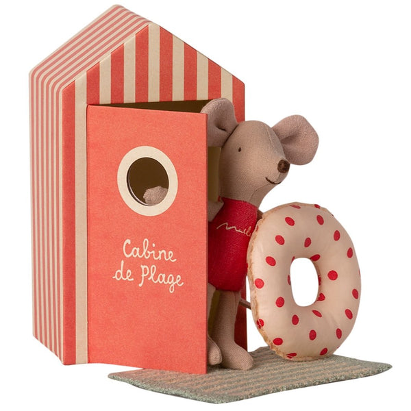 Stoffpuppe "Kleine Mausschwester" mit Strandhaus - mimiundmax.at