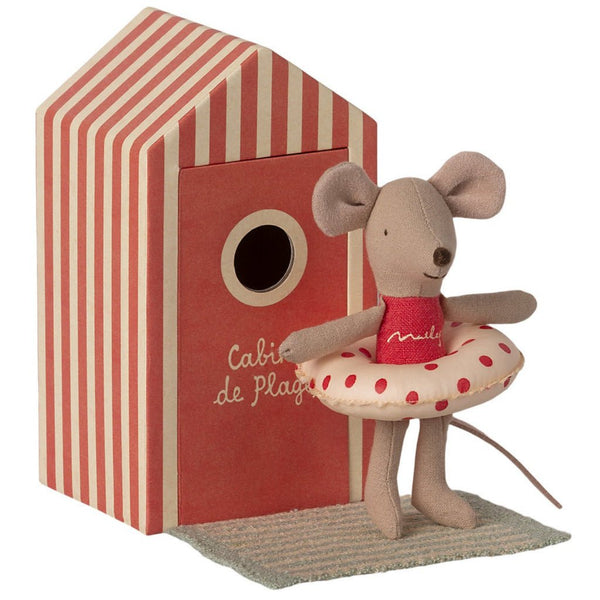 Stoffpuppe "Kleine Mausschwester" mit Strandhaus - mimiundmax.at