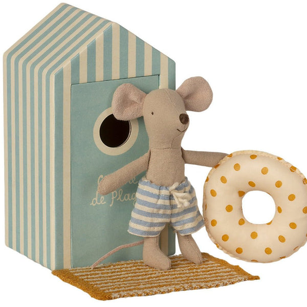 Stoffpuppe "Kleiner Mausbruder" mit Strandhaus - mimiundmax.at