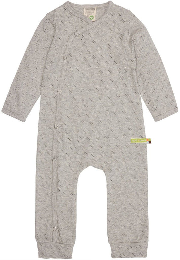 Strampler mit Lochmuster, silver - mimiundmax.at